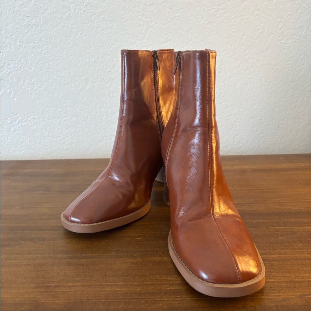 ASOS Brown Faux Leater Ankle Boots